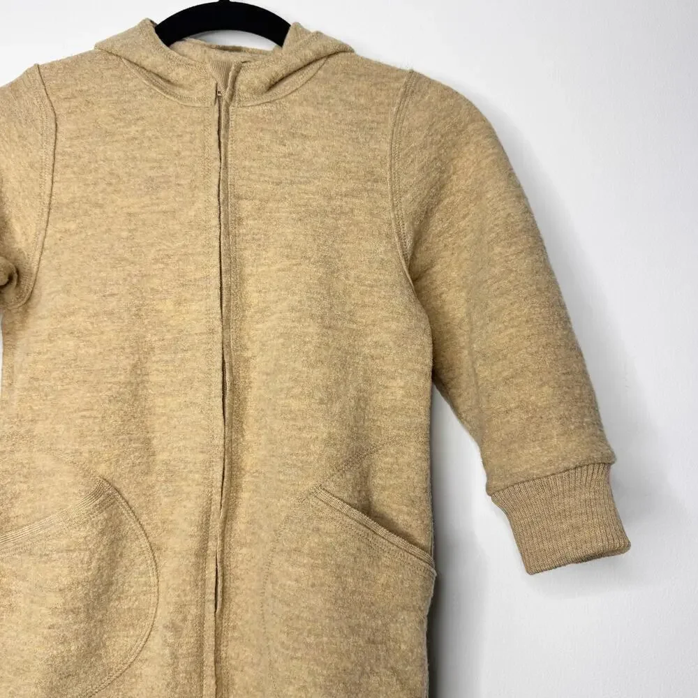 Engel Virgin Wool Fleece Hooded Overall Camel 2-4Y Toddler NWT